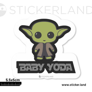 Stickerland India Baby Yoda Grey Name Sticker 5.5x5 CM (Pack of 1)