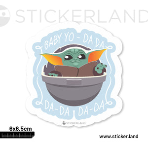 Stickerland India Baby Yoda Da-Da-Da-Da Sticker 6x6.5 CM (Pack of 1)