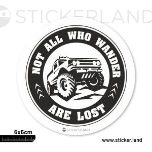 Stickerland India Jeep Not All Who Wander Sticker 5x5 CM (Pack of 1)