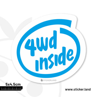 Stickerland India  4 Wheel Drive Inside Sticker 5x4.5 CM (Pack of 1)