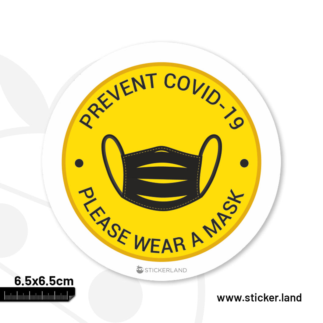 Stickerland India Please Wear Mask Sticker 6.5x6.5 CM (Pack of 1)