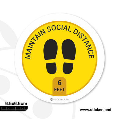 Stickerland India Maintain Social Distance Sticker 6.5x6.5 CM (Pack of 1)