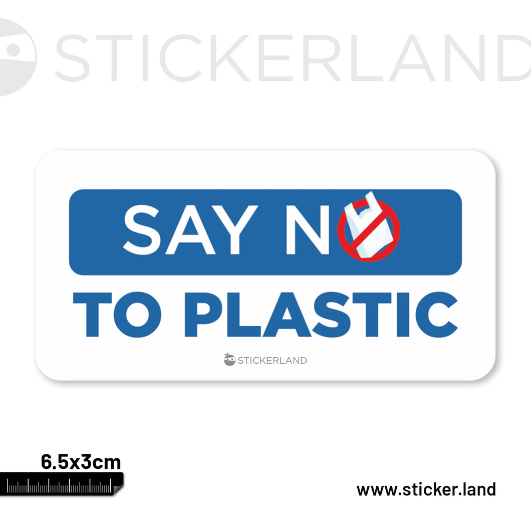 Stickerland India Say No To Plastic Sticker 6.5x3 CM (Pack of 1)